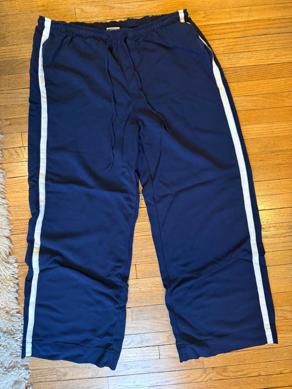 Womens Navy Blue Track Pants with White Side Stripes
